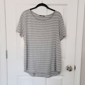 Pink Clover Daisee Button Back Detail Knit Tee - Grey/White Strip - sz XL